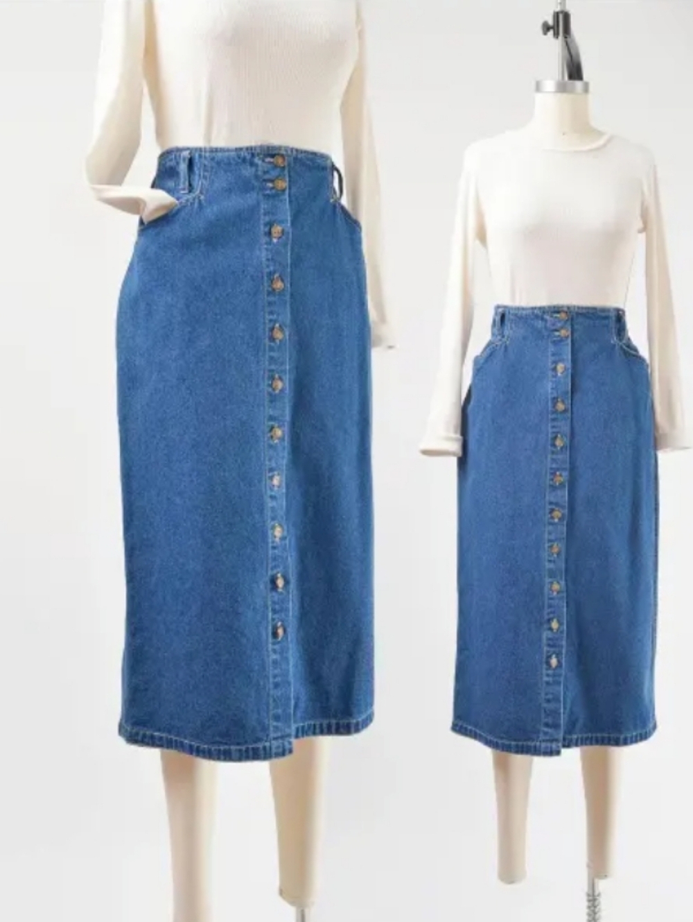 Vintage Y2K Gloria Vanderbilt Blue Denim  Skirt Sz-4